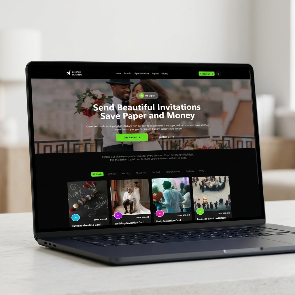 Website preview for Paperless Invitations